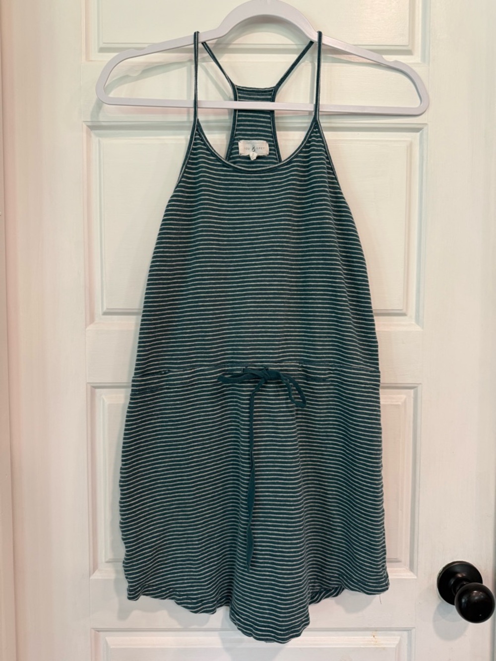 Lou & Grey Striped Racerback Tank Dress Green White Size Small